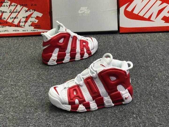 NK® Air More Uptempo "White/University Red"