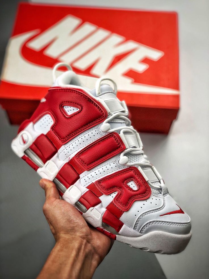 NK® Air More Uptempo "White/University Red"