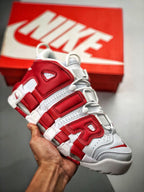 NK® Air More Uptempo "White/University Red"