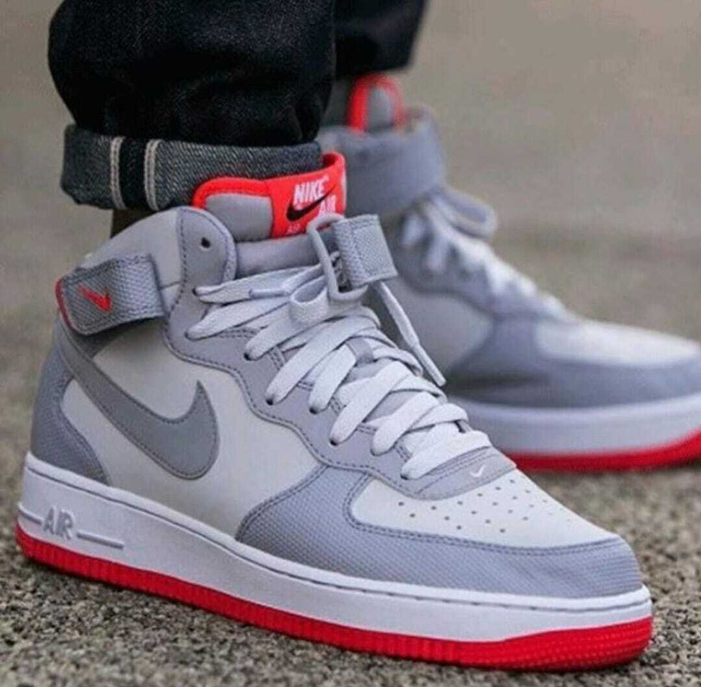 NK® Air Force 1 Mid "Wolf Grey / Red"