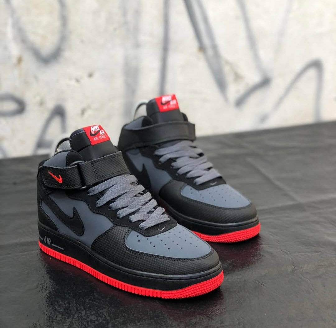NK® Air Force 1 Mid "Black / Grey / Red"