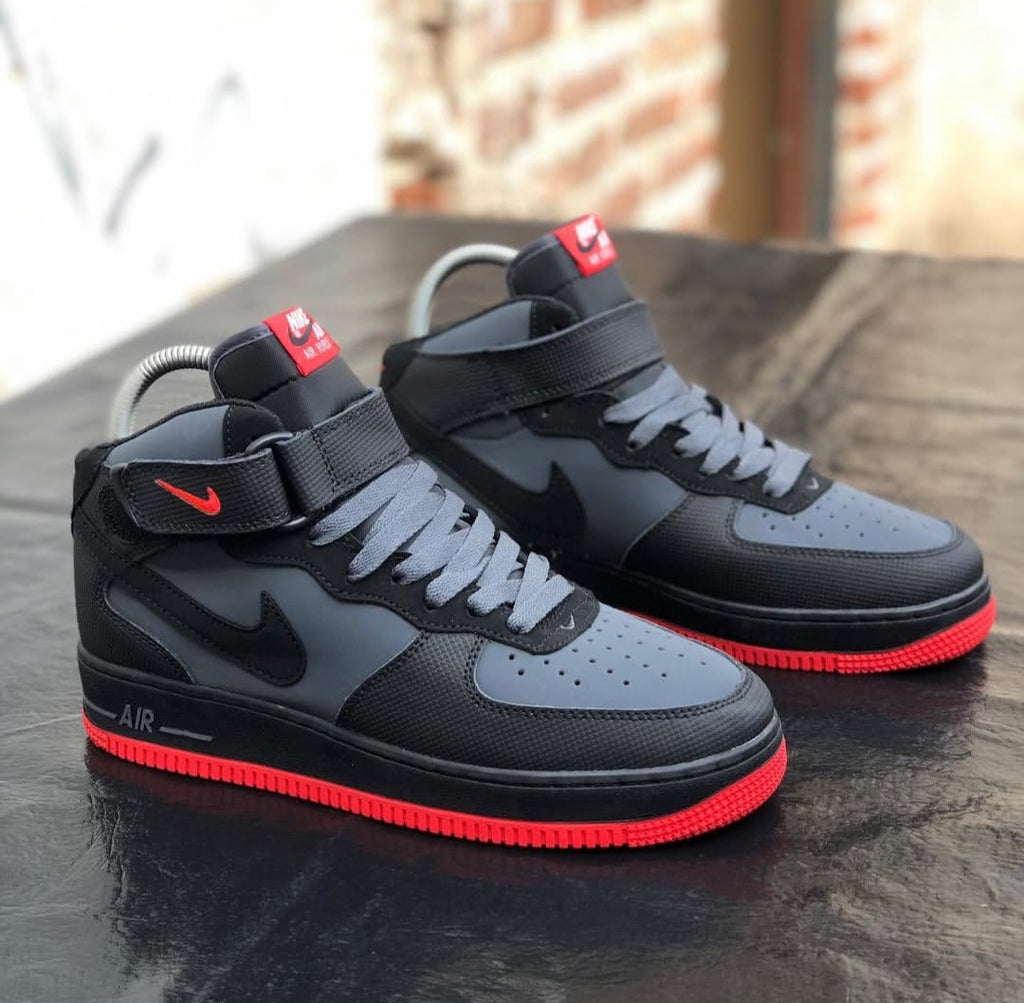 NK® Air Force 1 Mid "Black / Grey / Red"