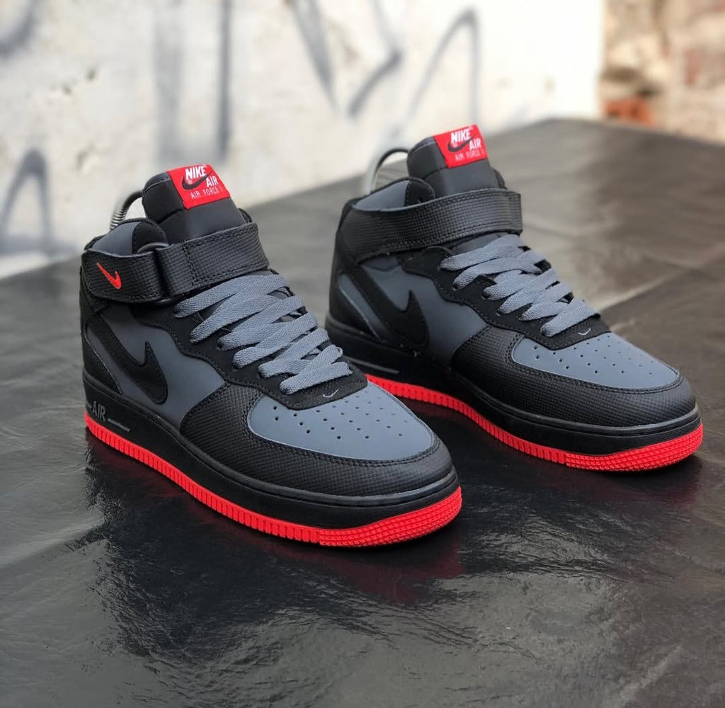 NK® Air Force 1 Mid "Black / Grey / Red"