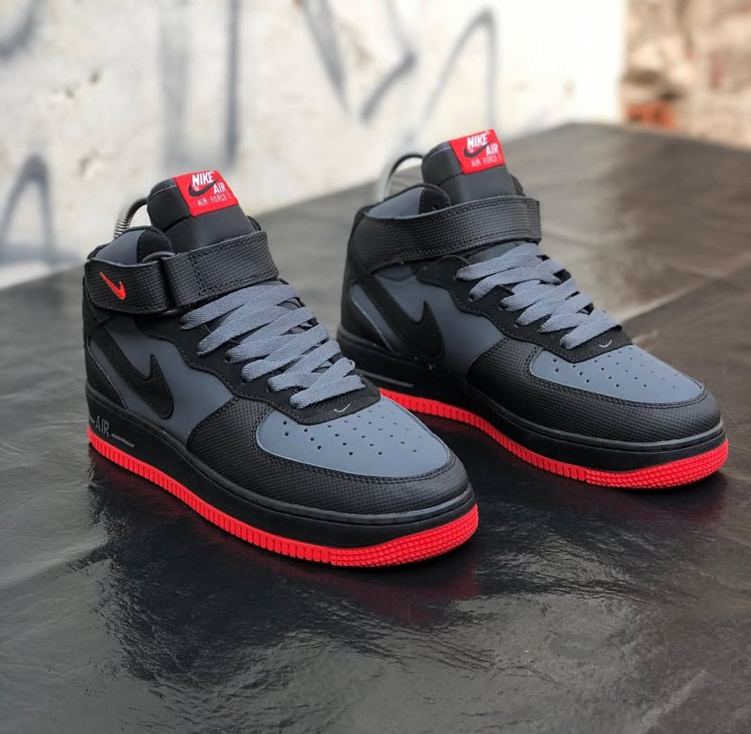 NK® Air Force 1 Mid "Black / Grey / Red"