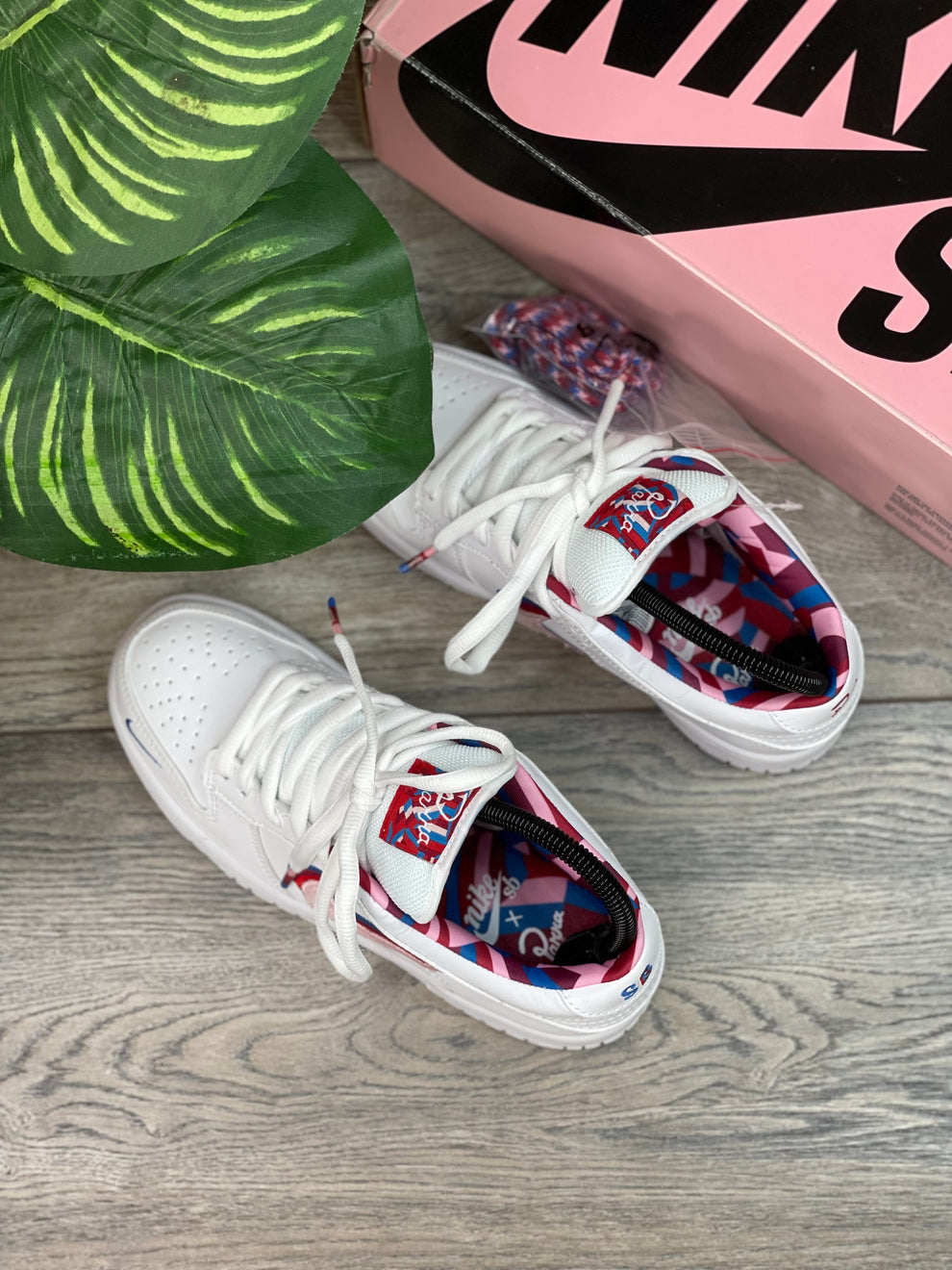 NK® SB Dunk Low "White / Pink / Multi-Color"