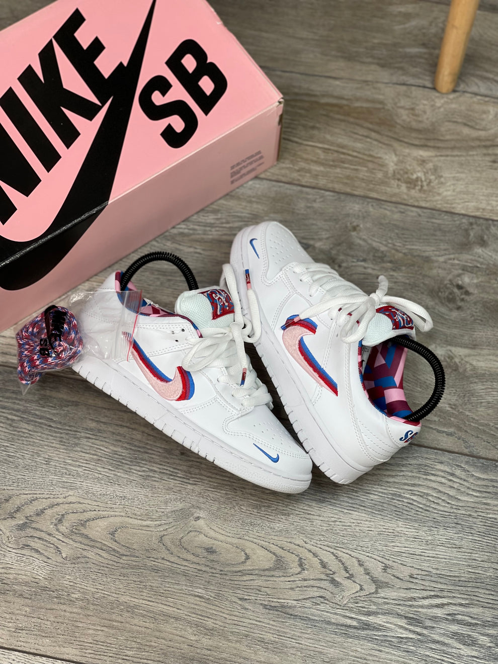NK® SB Dunk Low "White / Pink / Multi-Color"