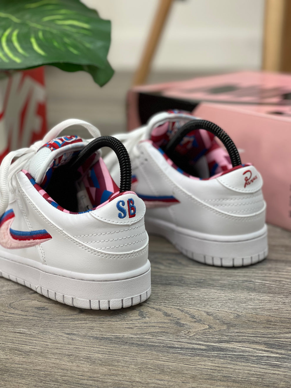 NK® SB Dunk Low "White / Pink / Multi-Color"
