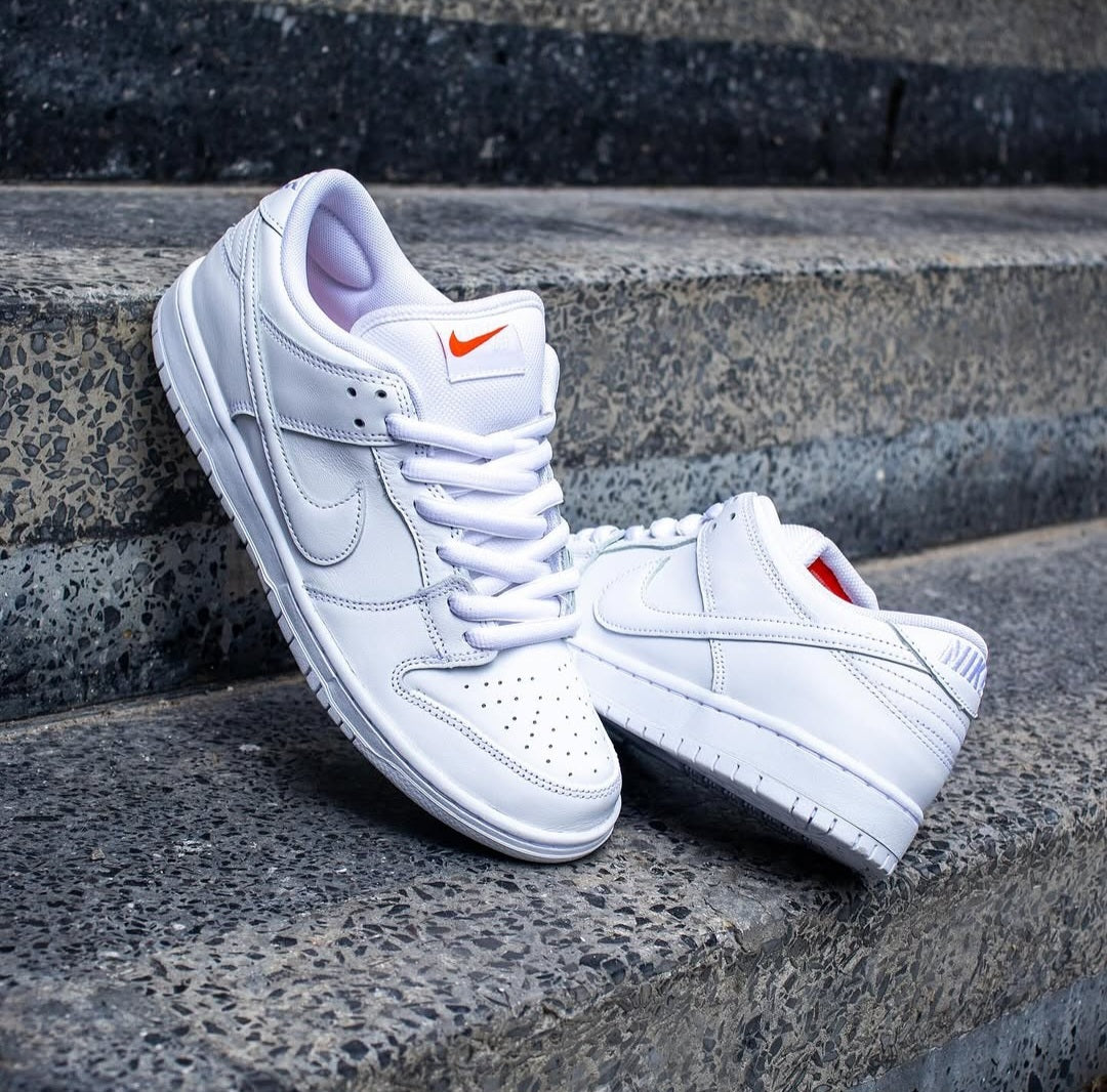 NK® SB Dunk Low Pro ISO "Orange Label Triple White"