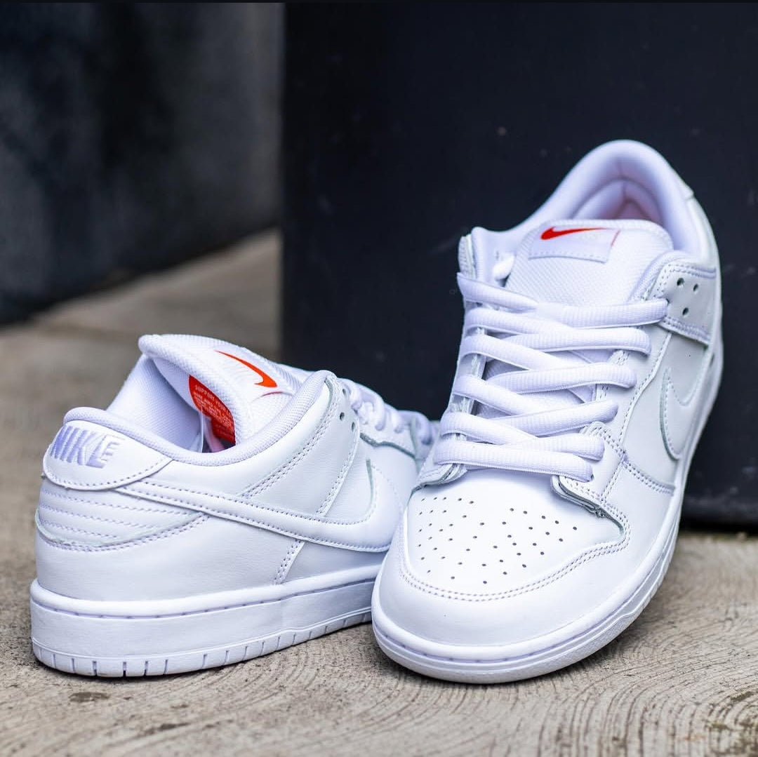 NK® SB Dunk Low Pro ISO "Orange Label Triple White"
