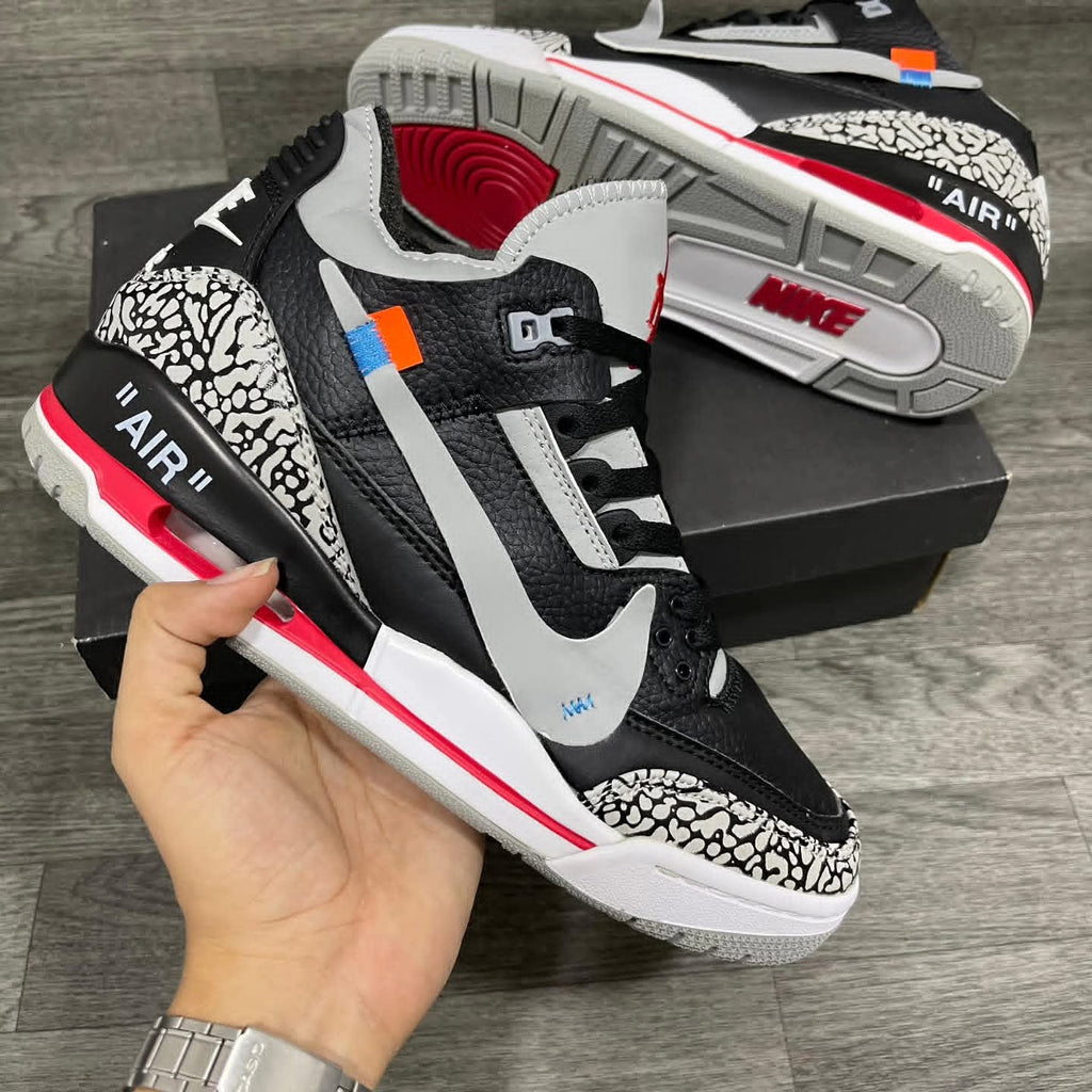 NK® Air JRDN 3 x Off-White "Black/Cement Red"