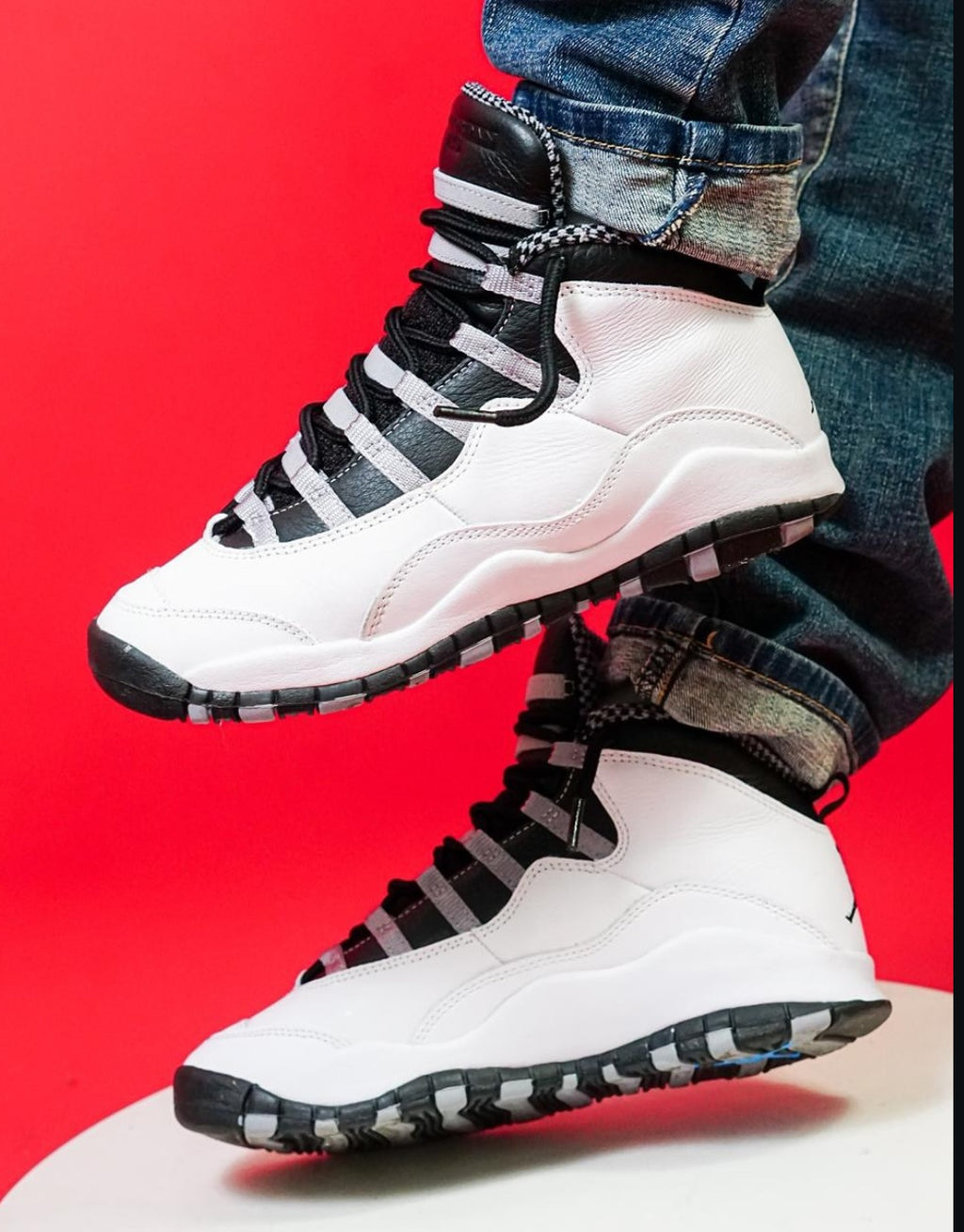 NK® Air JRDN 10 Retro "Steel" "White/Black-Light Steel Grey"