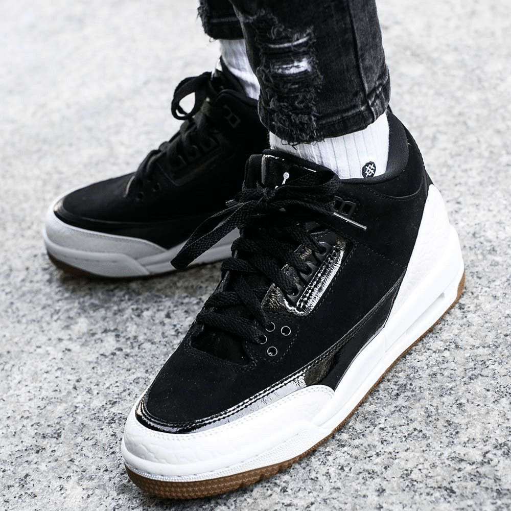 NK® Air JRDN 3 Retro "Black Cement" "Black/Fire Red-Cement Grey-White"