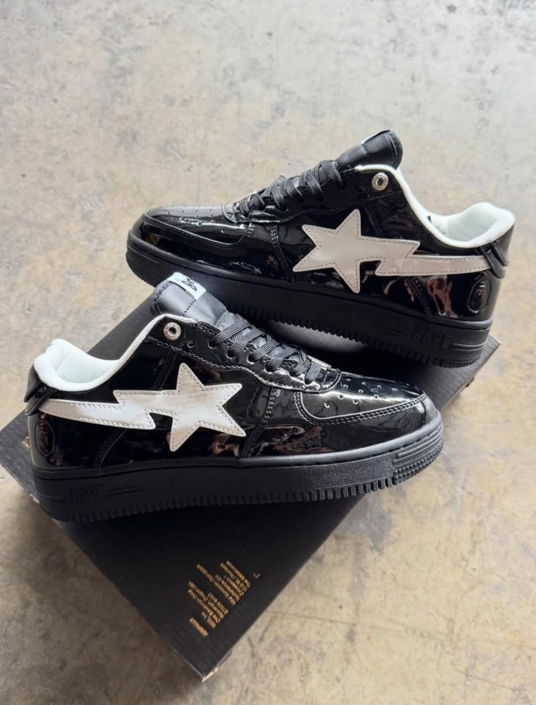 BP® Sta Low "Black White" (Patent Leather)