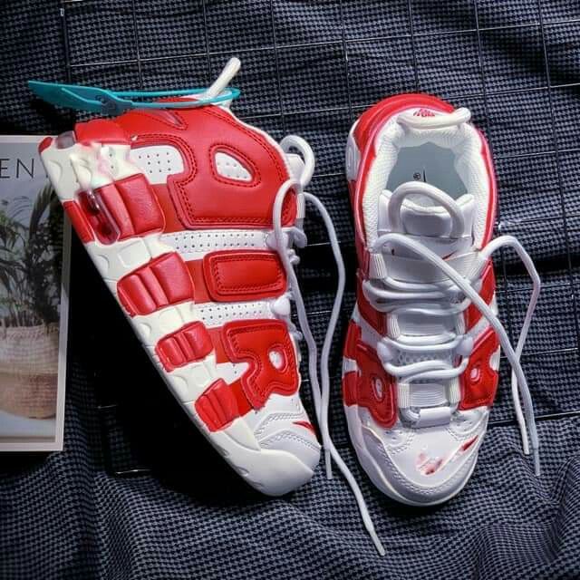 NK® Air More Uptempo "White/University Red"